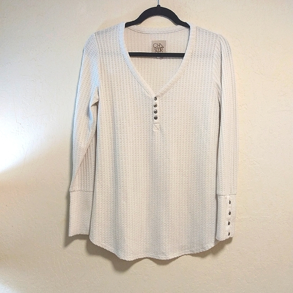 Chaser waffle knit long sleeve shirt size M